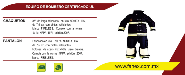 Equipo de Bombero Certificado UL