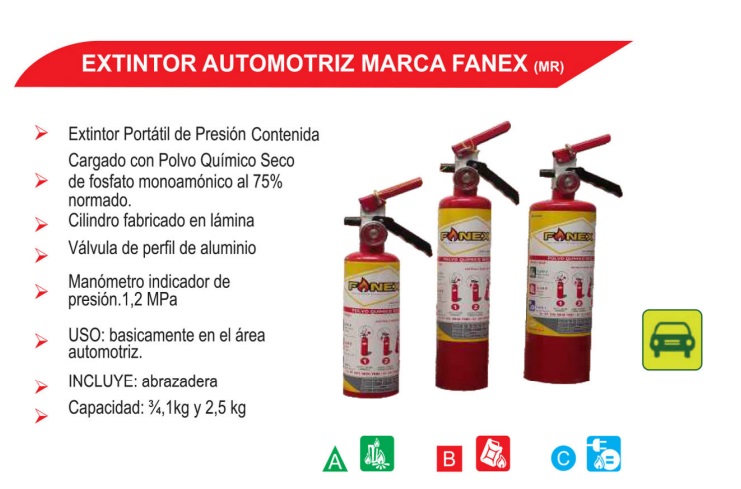 Extintor Automotriz Marca Fanex