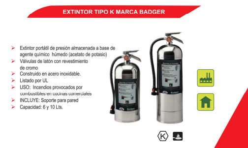 Extintor Tipo K Marca Badger