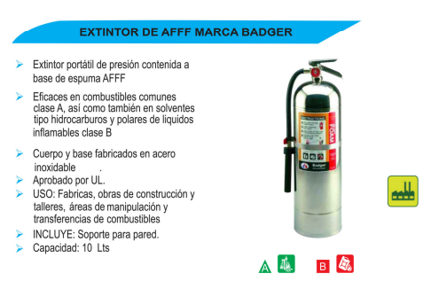Extintor de AFFF Marca Badger