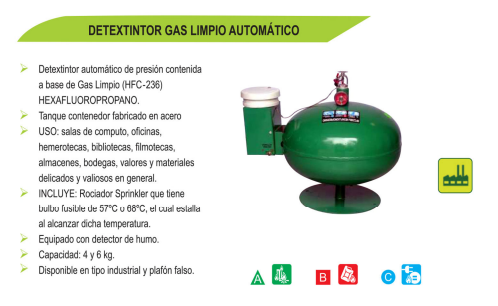 Detextintor Gas Limpio Automático
