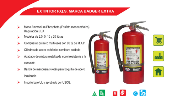Extintor P.Q.S. Marca Badger Extra