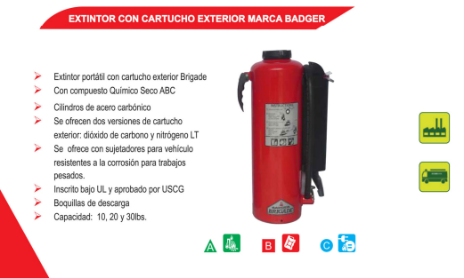 Extintor Con Cartucho Exterior Marca Badger