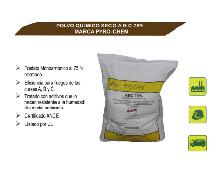 Polvo Quimico Seco A B C 75% Marca PYRO-CHEM